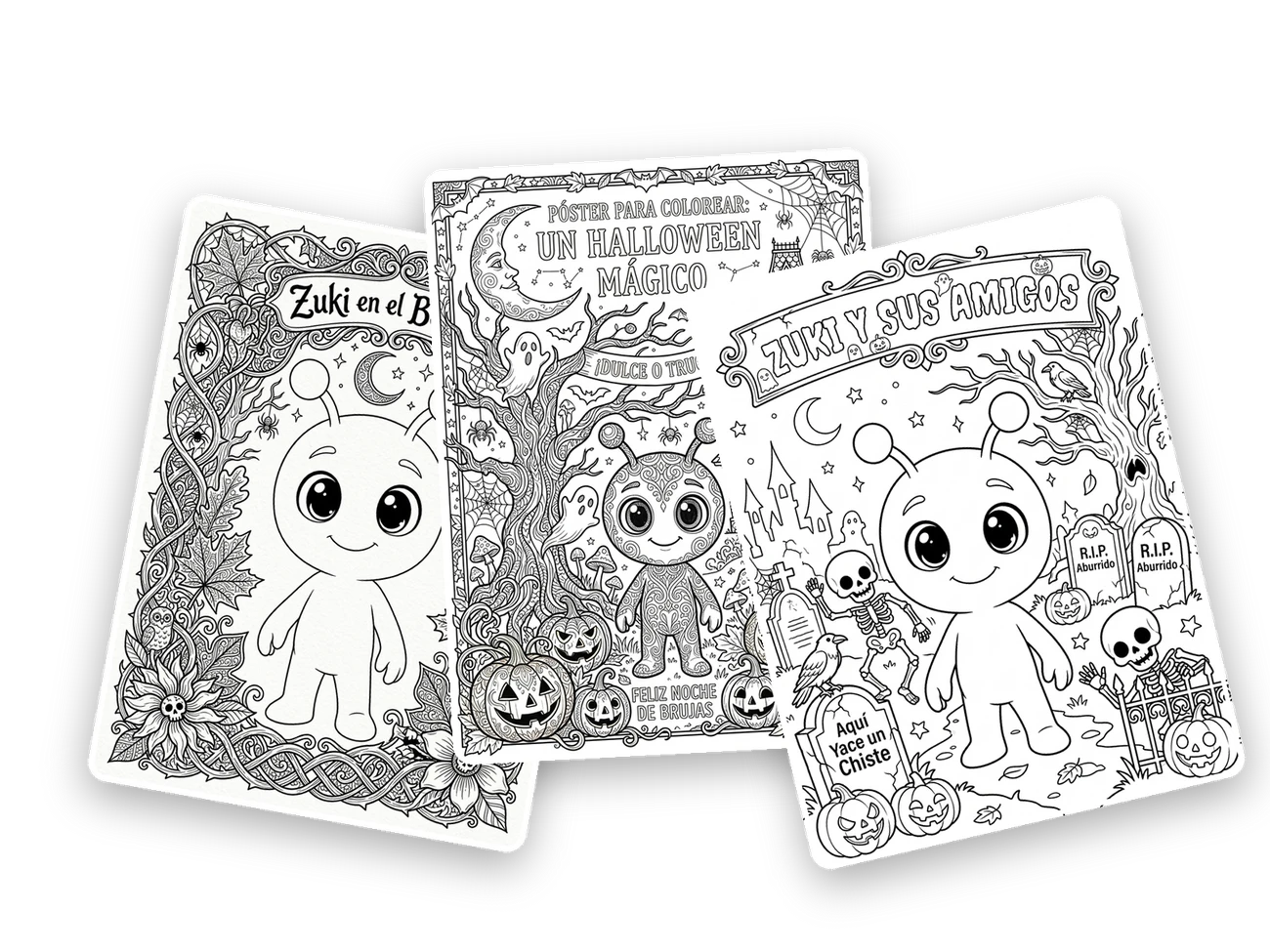Vista previa de las paginas del libro para colorear de Halloween